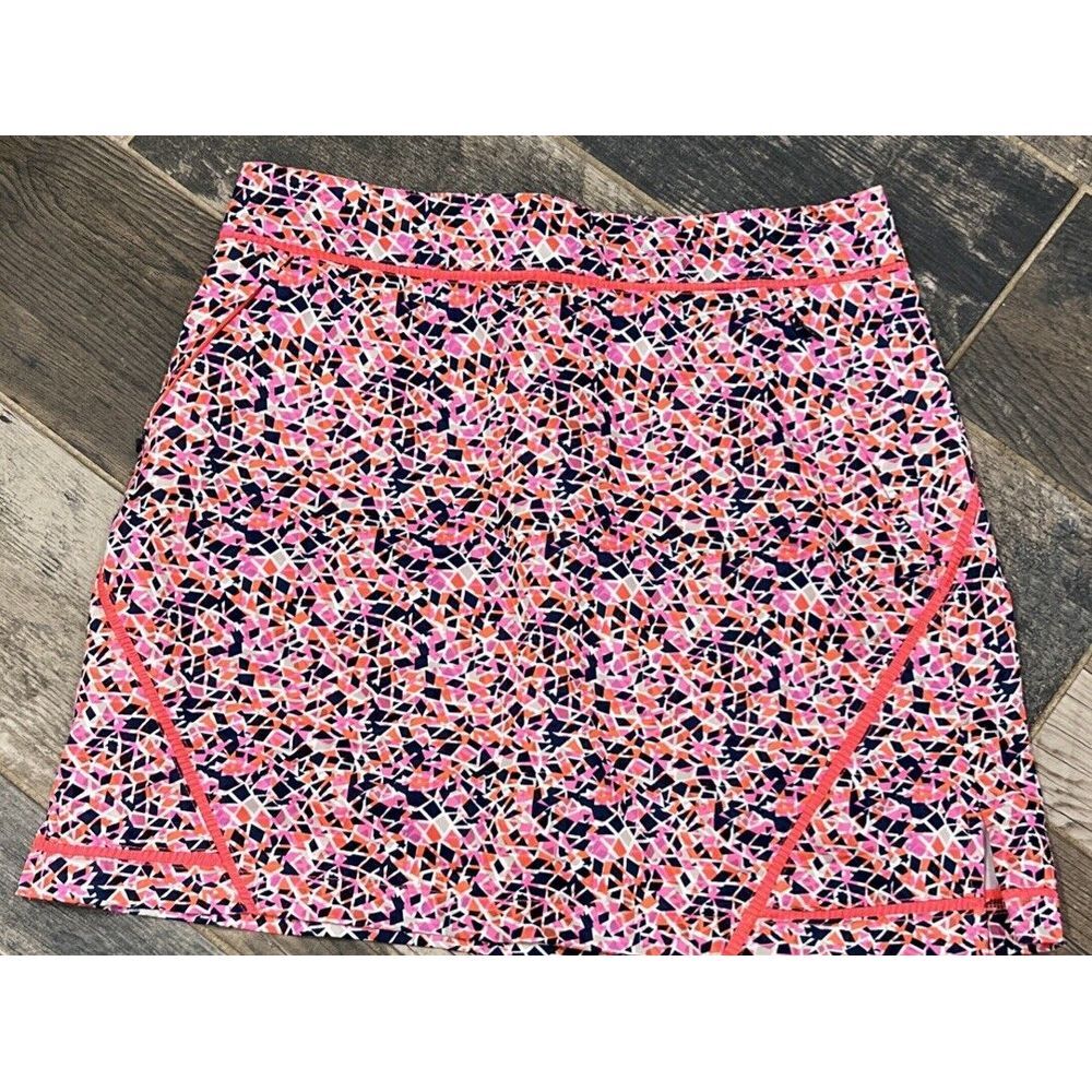 Lady‎ Hagen Skort Orange Pink Geometric Zip Pockets Women's size 4 Waist 28